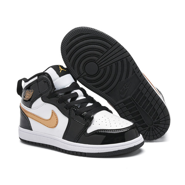 Youth Running Weapon Air Jordan 1 White/Black Shoes 004